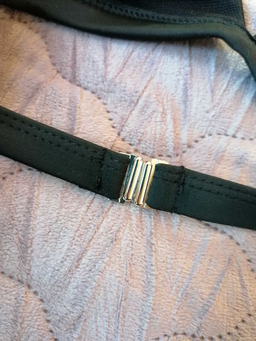 Czarny kostium dwuczęściowy bikini tropikalne monstera rozmiar S nowy