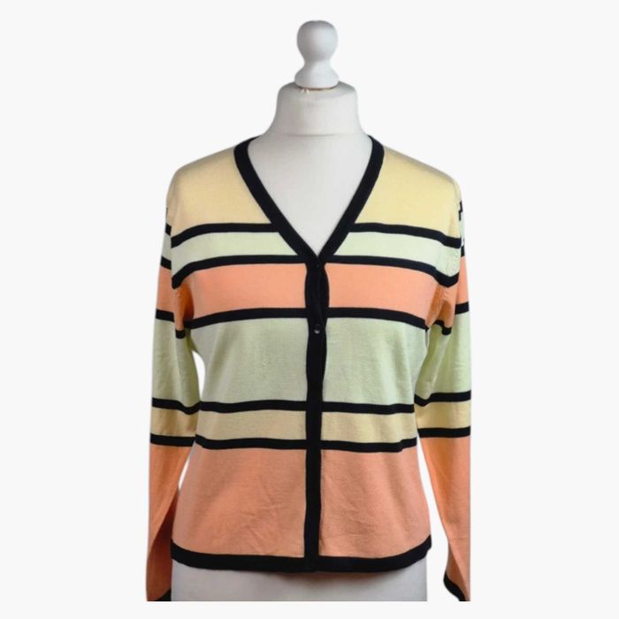 Sweter kardigan Croft & Barrow L 40 pasy pastelowy  blezer wiskoza