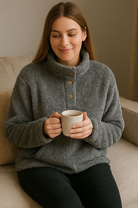 Szara pluszowa bluza sweter damski XL