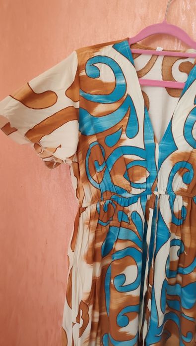 Платье туника пляжно повседневная вискоза спереди разрез L-XL