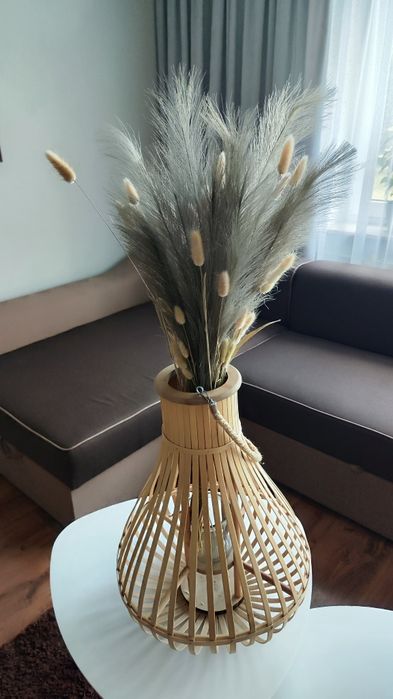 Duży bambusowy lampion latarenka wazon Boho naturalny styl na taras