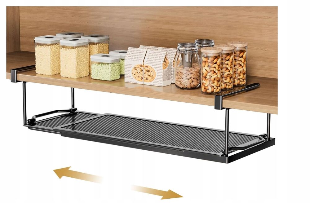 kosz pod półkę regulowany 38-70 cm organizer metalowy czarny