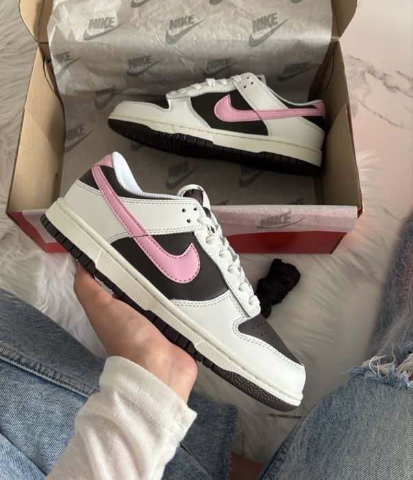 Без передоплат‼️ Жіночі кросівки Nike SB Dunk Low White Brown Pink наік сб данк