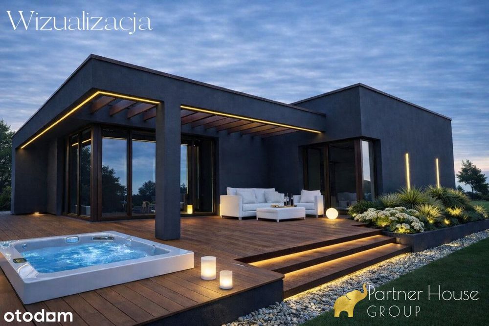 Nowoczesna bryła! Dom parterowy z oświetleniem Led