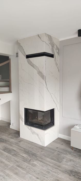 kominek + spieki kwarcowe/ Laminam