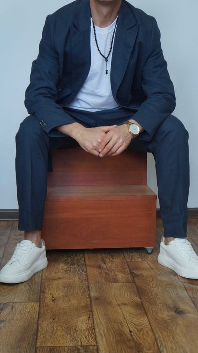 Garnitur Dwurzędowy Reserved Rozmiar M (XL) Kolor Granatowy