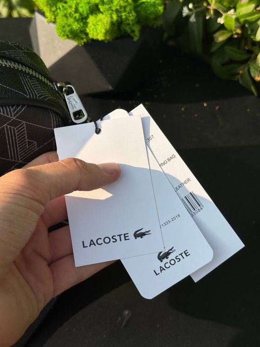 Сумка Lacoste monogram green черная через плечо барсетка Лакост