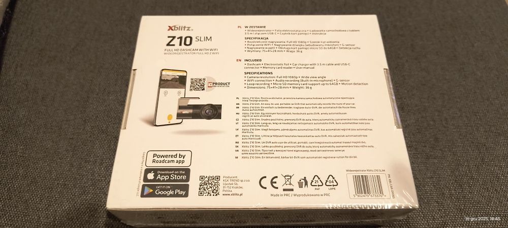 Kamera samochodowa wideorejestrator XBlitz Z10 Slim Wi-Fi NOWA w folii