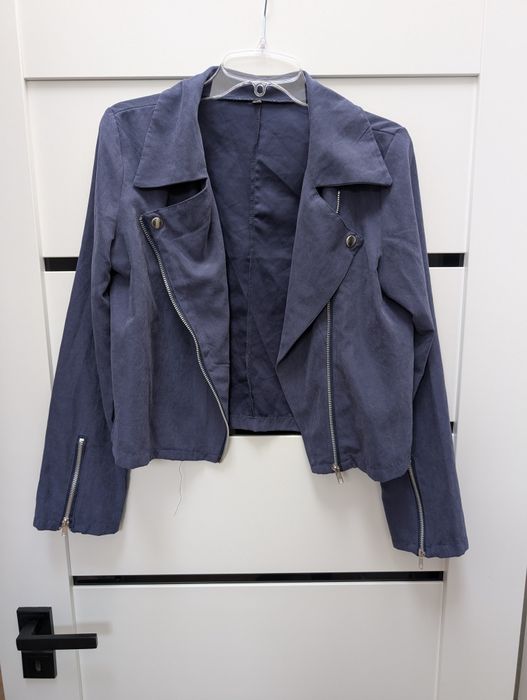 Cienka lekka Ala zamszowa kurtka s 36 granatowa ramoneska