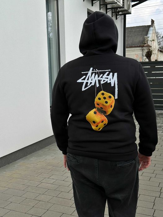 Мужская кофта Худи Stussy Fuzzy Dice Yellow » Биг Лого принт