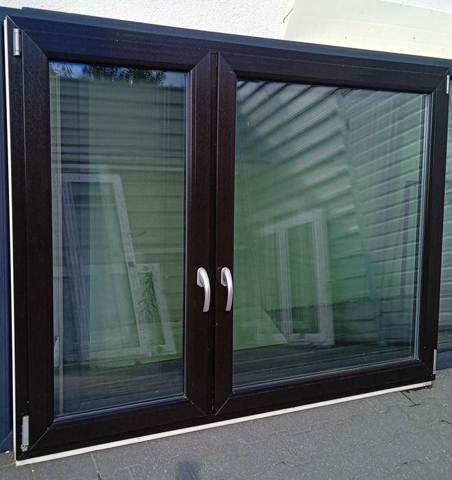 Okno dwuskrzydłowe 182x138,5 brąz czekoladowy / nowe OKAZJA