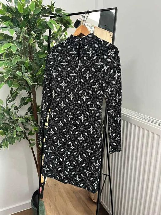 Topshop sukienka brokat kryształki krótka S 36 błyszcząca czarna
