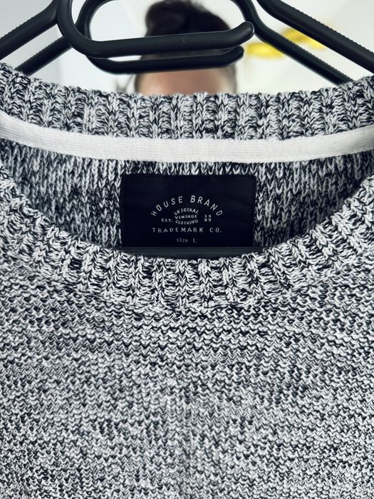 Sweter męski rozmiar L szary House 100% bawełny pleciony
