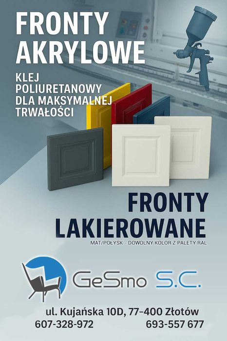 Fronty meblowe - akrylowe i lakierowane. Tafla, frezowanie, pochwyt!