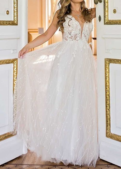 Suknia ślubna XS - wzrost 158cm + 6cm obcas