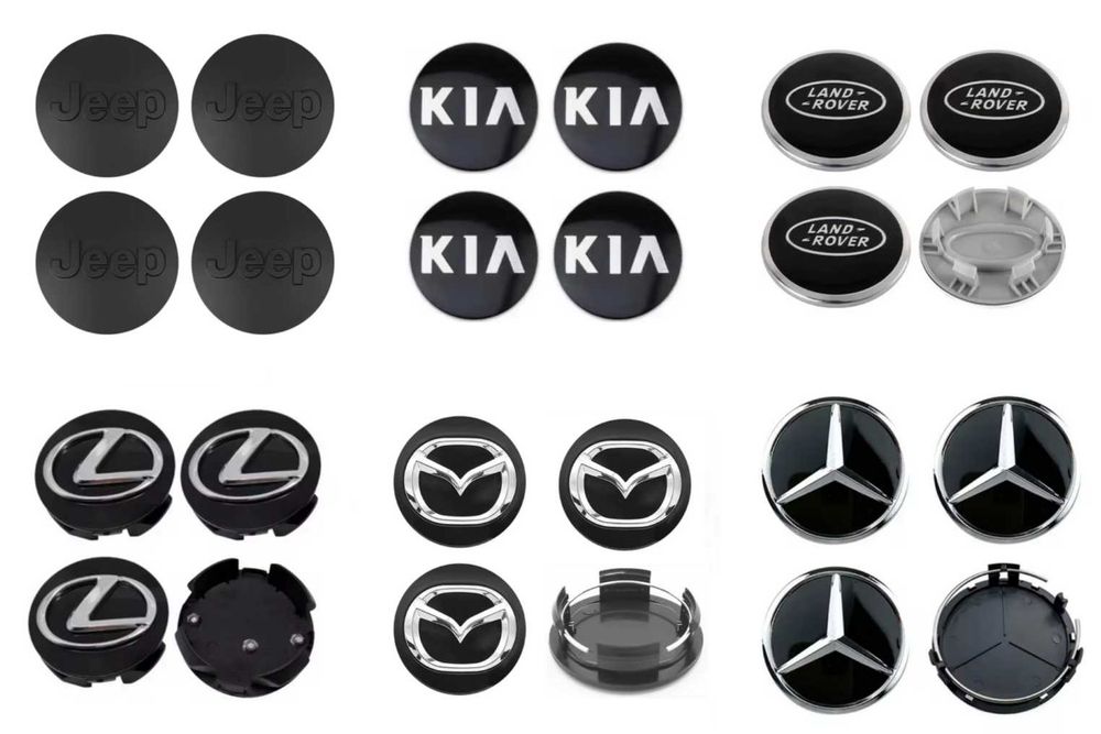 Centros/tampas de jante completos ou autocolantes para todas as marcas