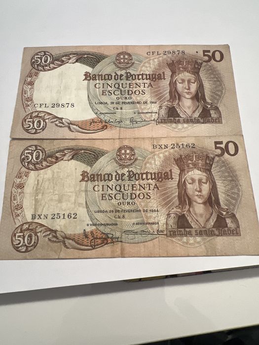 Notas fe 50 escudos usadas