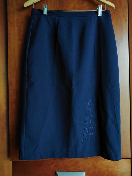 Dark Blue Skirt with Embroidery