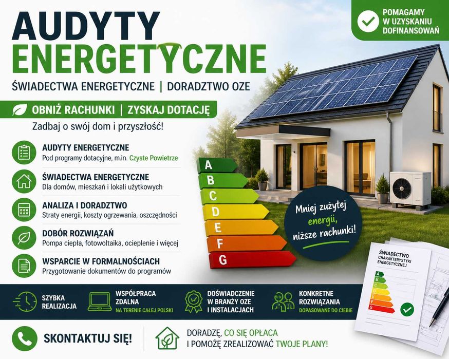 Audyt energetyczny Świadectwo Energetyczne Czyste Powietrze  Doradztwo OZE