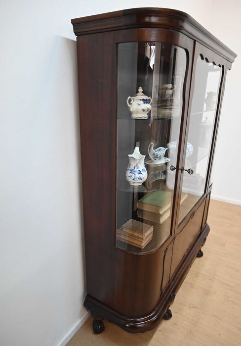 serwantka witryna gięta orzechowa 012203