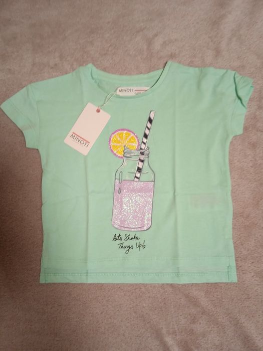 T-shirt dziewczęcy miętowy Minoti 86/92