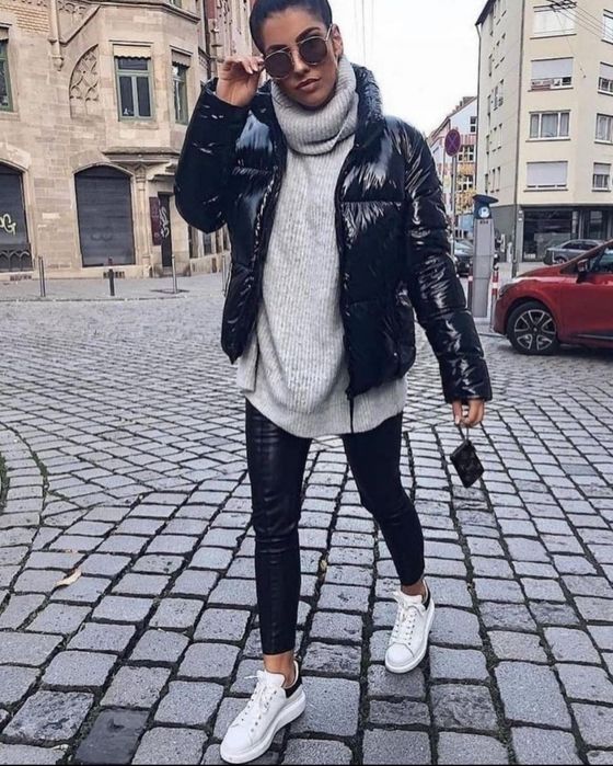 Kurtka czarna błyszcząca L nowa