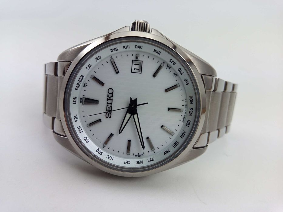 Японские часы Seiko Solar SBTM287 титан, радиоконтроль, сапфир, мировое время, Japan made