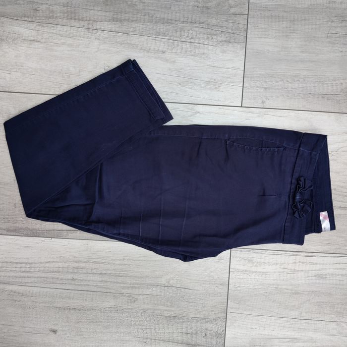 Granatowe spodnie damskie materiałowe klasyczne, rozmiar 36 / S