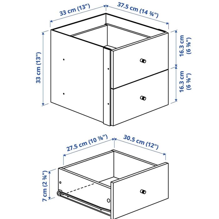 Rezerwacja - IKEA KALLAX 2x wkład z 2 szufladami biały mat – 4 szuflady