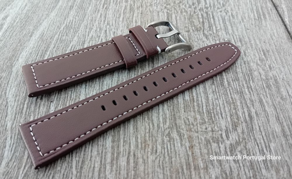 Bracelete em pele 22mm : Castanha escura