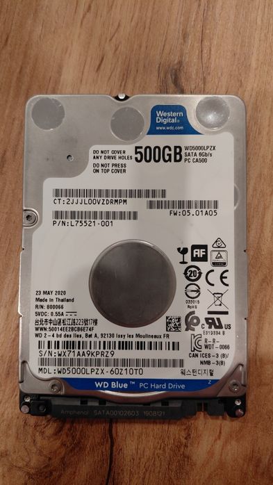 Dysk HDD Westetn Digital 500GB Sata 6Gb/s