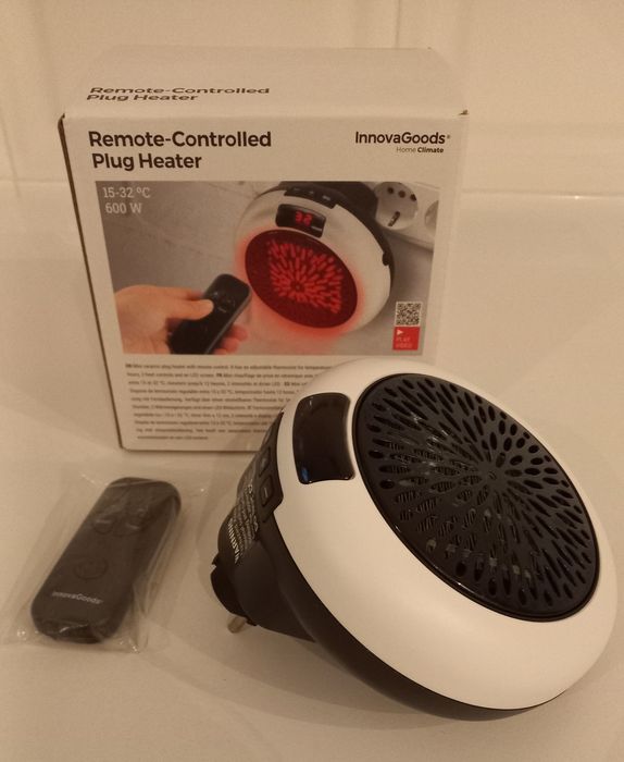 Mini Aquecedor de baixo consumo, com comando.