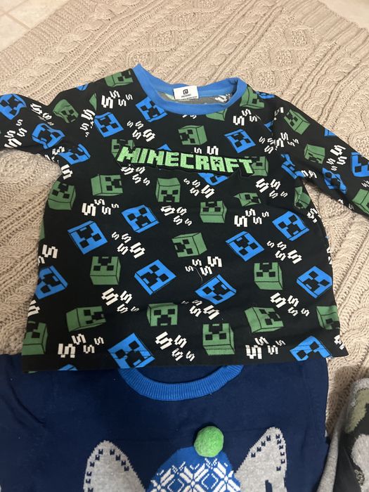 3 sweterki bluzy z długim rękawem 128 chlopiec Minecraft