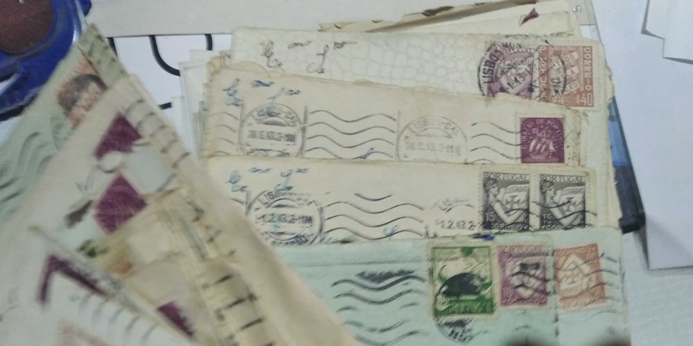Cartas de correio antigas 1943 endereçáveis c selo e carimbos da época