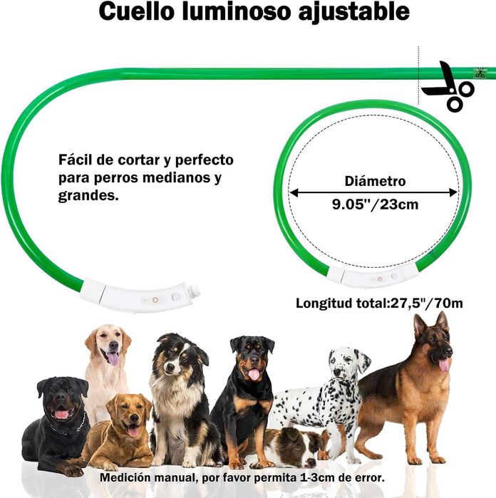 Nepfaivy LED Obroża Świecąca, dla Dużych i Średnich Psów, Zielona-B