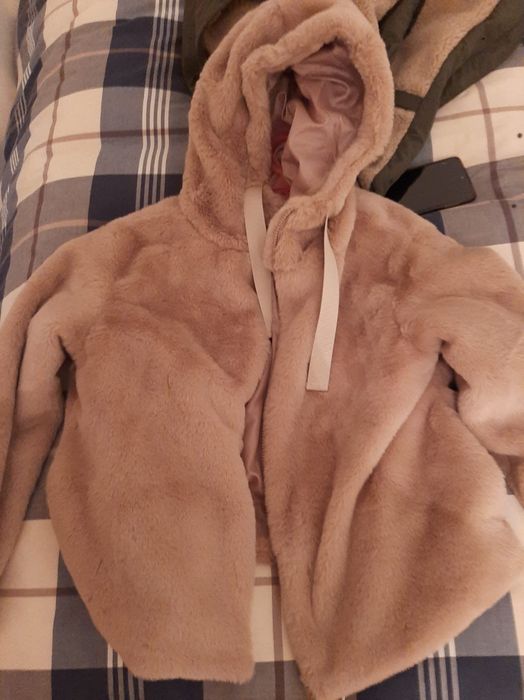 Casaco Pelo Sintético Capuz, Mulher, Bege, Modalfa