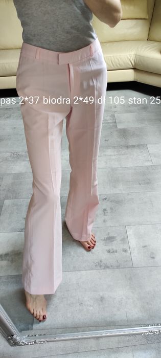 Spodnie w kant wizytowe biurowe pudrowy róż rozm S