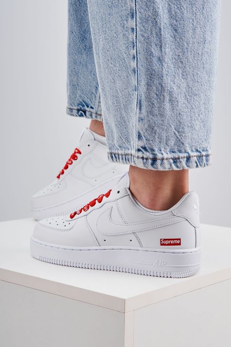 Кросівки Кроссовки Nike Air Force 1 x Supreme White Білий Белый повсякденні