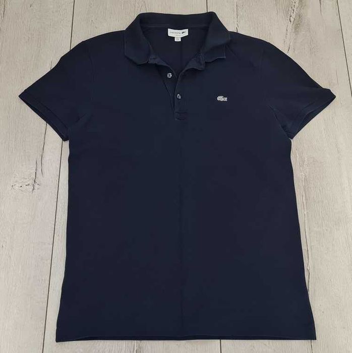 NOWA Koszulka POLO męska LACOSTE slim fit (rozmiar S/M/L) GRANATOWA