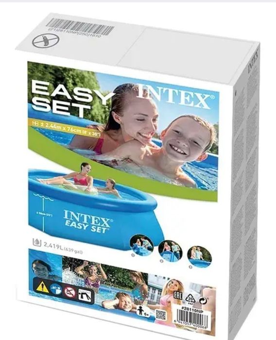 Бассейн надувной 244х76см Intex Easy Set 28110, семейный,
