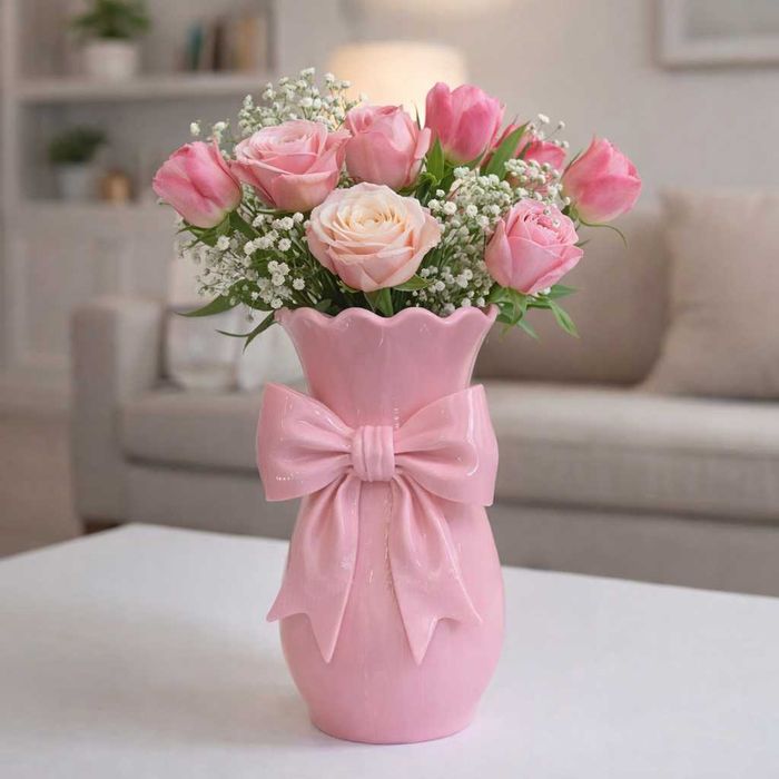 Dekoracyjny wazon z kokardą - różne kolory