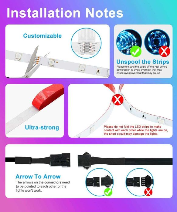 Fita LED RGB 5, 10 e 15 metros WiFi compatível com Alexa/Google Assist