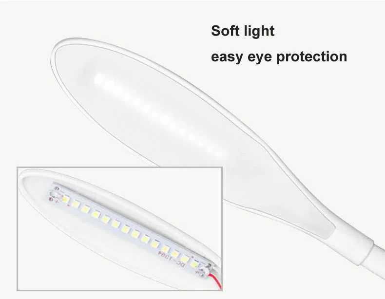 Яркая светодиодная настольная лампа на прищепке LED 14 USB белая MH-0