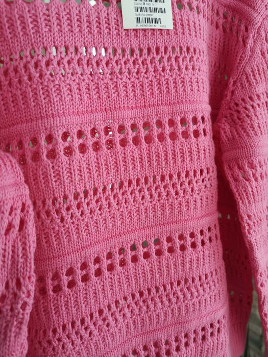 Sweter bawełniany ażurowy dziewczęcy H&M r.122/128