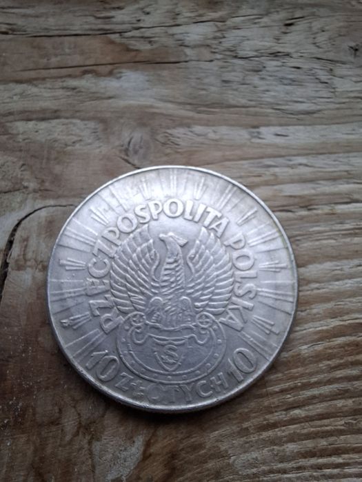 Józef Piłsudski 10 zł, orzeł strzelecki 1934, kopia srebrnej monety