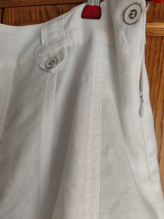Elegancka biała spódnica midi na podszewce z lnu CANDA r. XL
