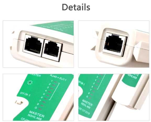 Testador de Cabos LAN RJ45-RJ12-RJ11