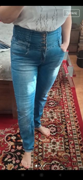 Jeansy z wysokim stanem xl