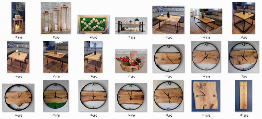 Zegar ścienny 60cm naturalne drewno dębowe. Loft, Rękodzieło Prezent