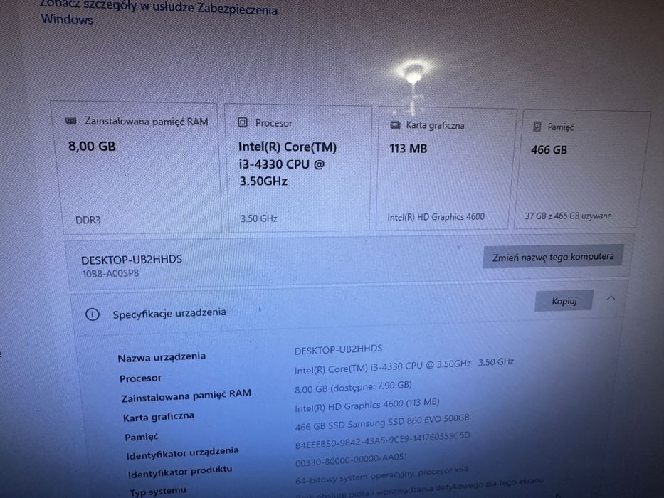 Komputer all in one lenovo SsD 500 GB samsung